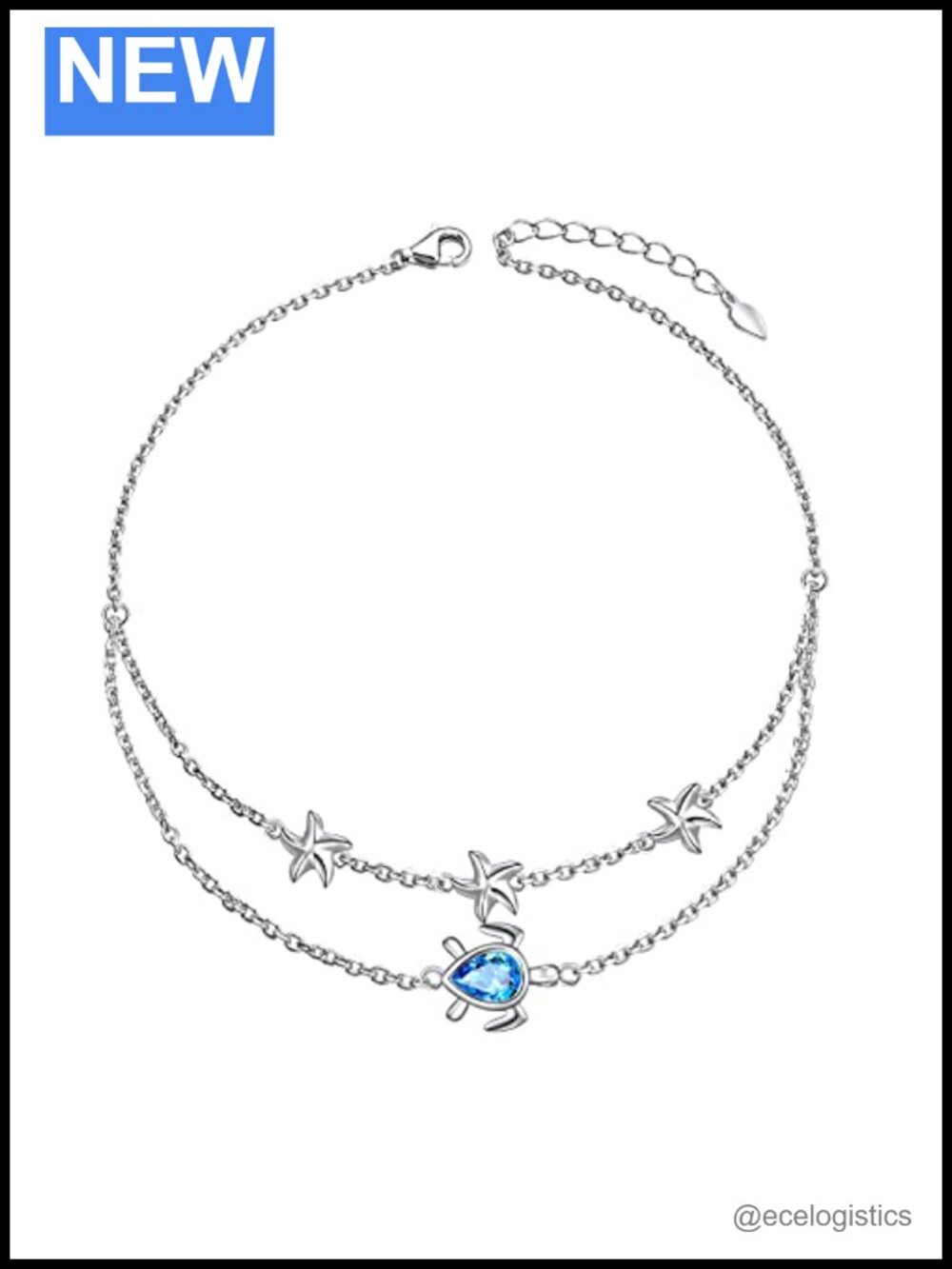 925 Sterling Silver Turtle Anklet for Women